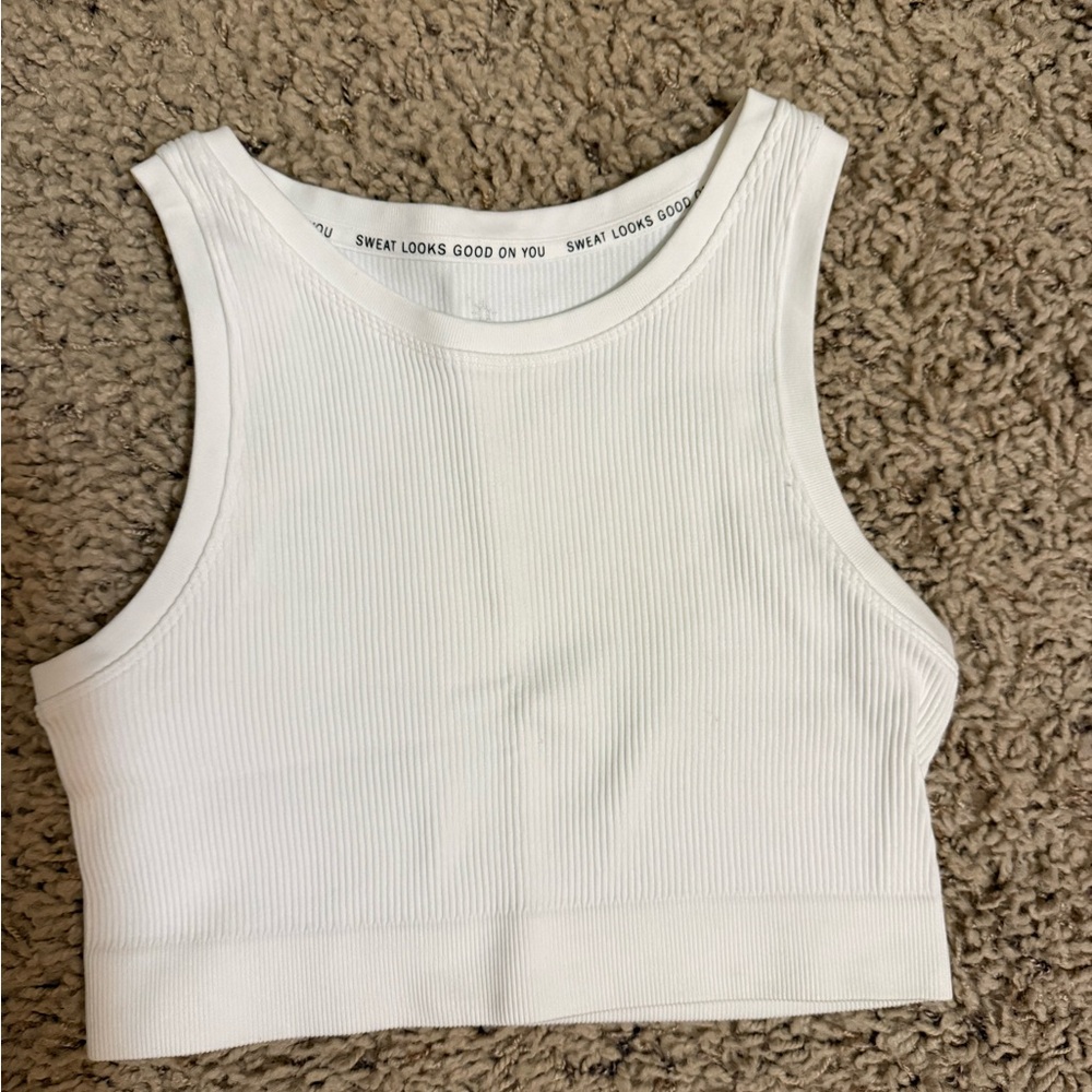 Offline White Ribbed Tank Top